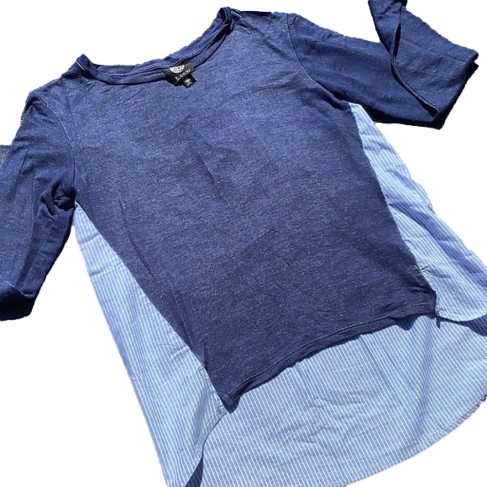 Blue & White Long Sleeve Bobeau top Sz XS